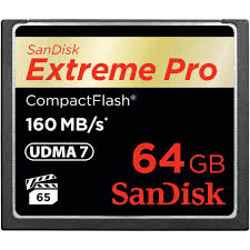 Sandisk Extreme Pro CompactFlash 64Gb 160Mb/s.
