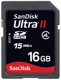 Sandisk 16 GB SDHC ultra II kort